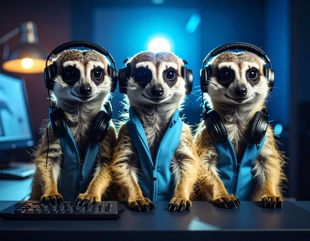 Suricates avec casques audiooutils techniques